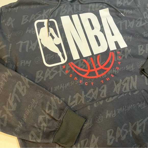 Vtg NBA Black Men’s Hoodie “Respect The Game” Pullover Basketball Sz Large - Picture 4 of 10